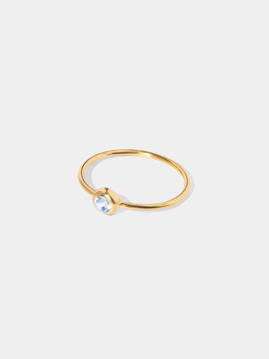 18k Gold Vermeil Birthstone Gemstone Ring Stackable (Petite)