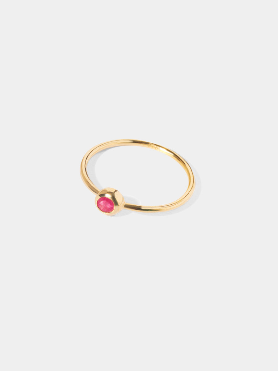 18k Gold Vermeil Birthstone Gemstone Ring Stackable (Petite)