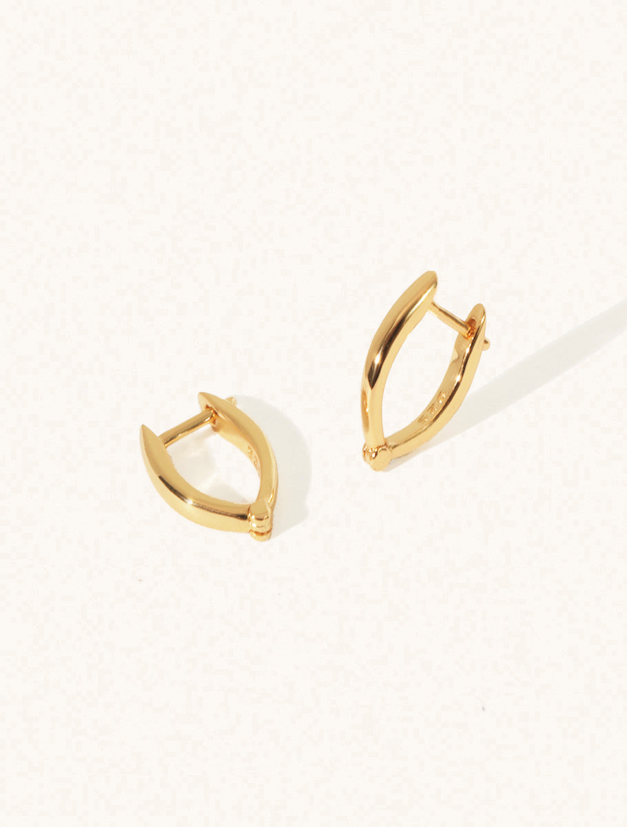 18k Gold Vermeil Wishbone Huggie Hoop Earrings