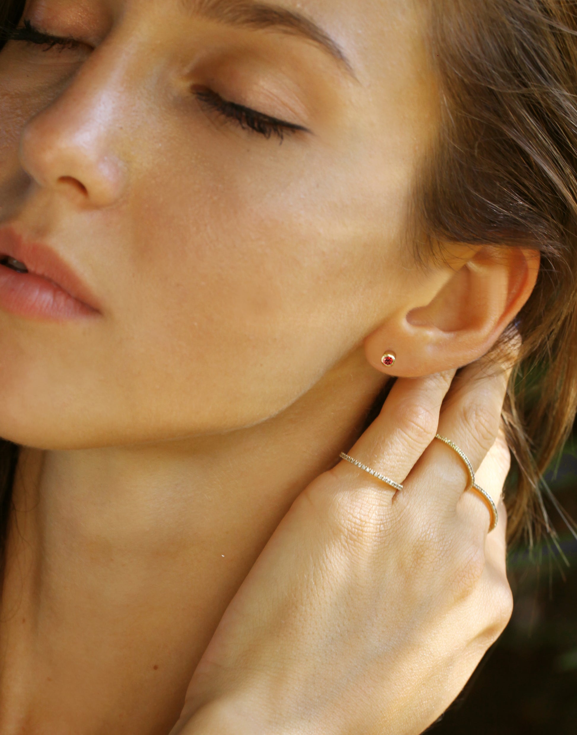 9K Gold Birthstone Gemstone Stud Earrings (Petite)