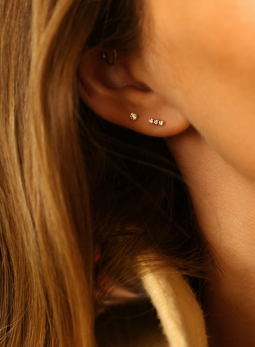 9K Gold Diamond Stud Earrings