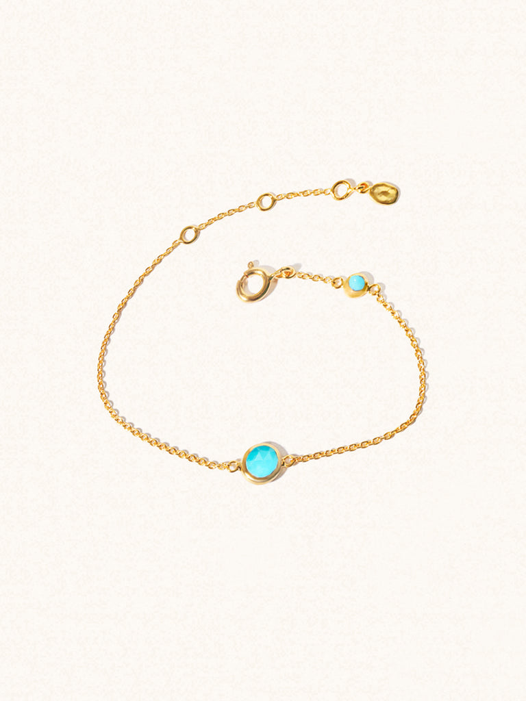 December 18k Gold Vermeil Birthstone Bracelet Turquoise