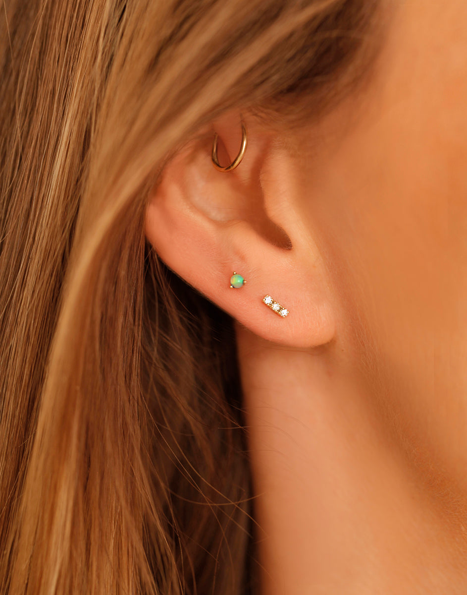 9K Gold Tiny Opal Stud Earrings