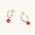 July 18k Gold Vermeil Birthstone Gemstone Hoop Earrings Ruby Quartz