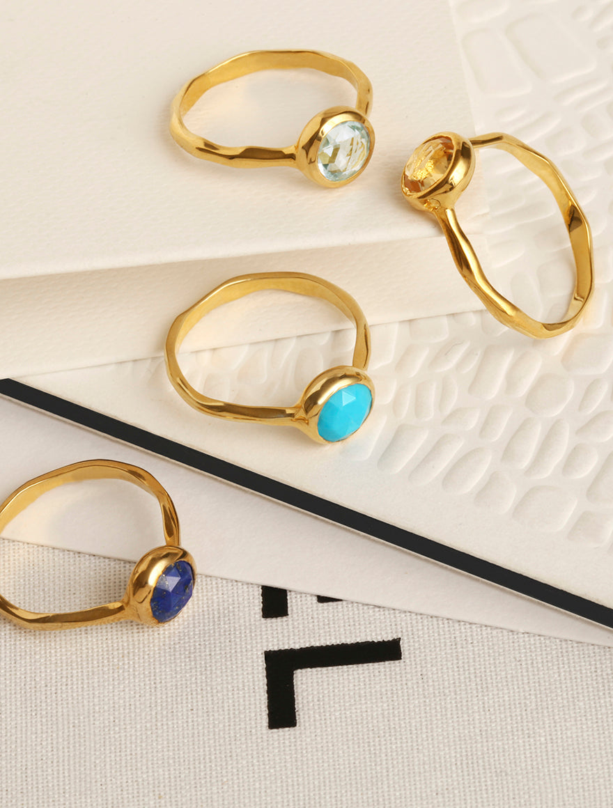 18k Gold Vermeil Birthstone Gemstone Ring Stackable