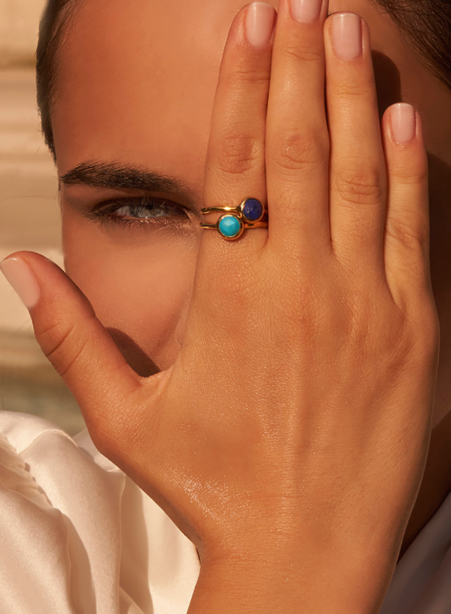 18k Gold Vermeil Birthstone Gemstone Ring Stackable