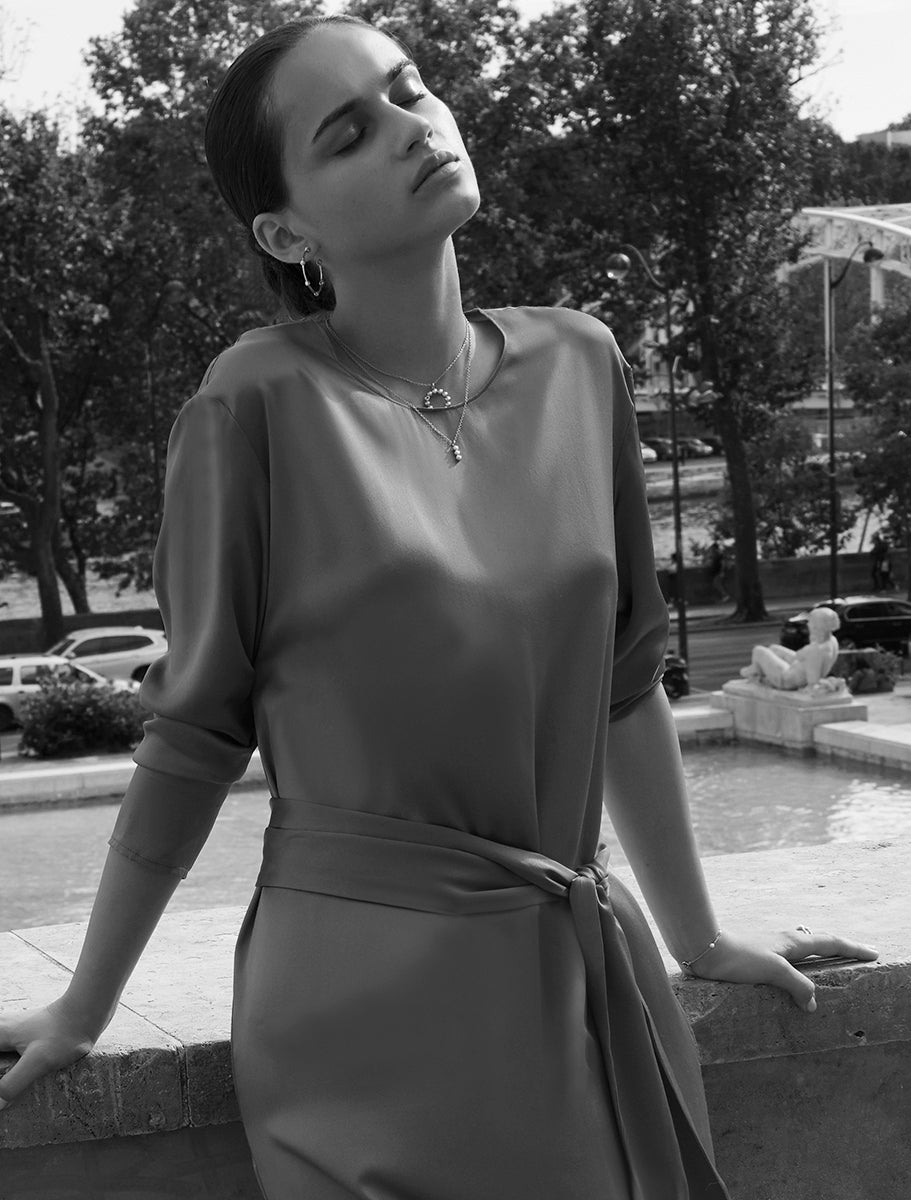 Sterling Silver Pearl Studded Hoop Earrings - Large