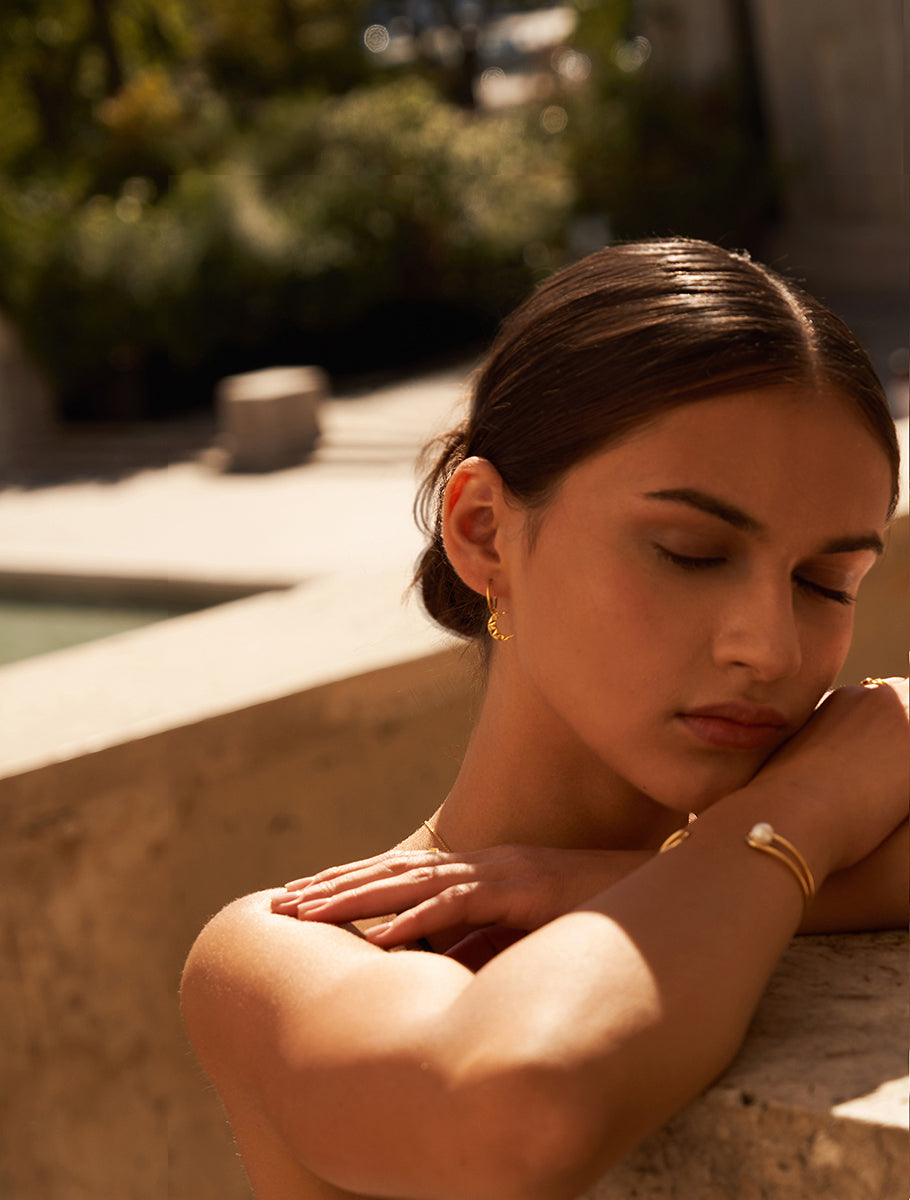 18k Gold Vermeil Crescent Moon Hoop Earrings