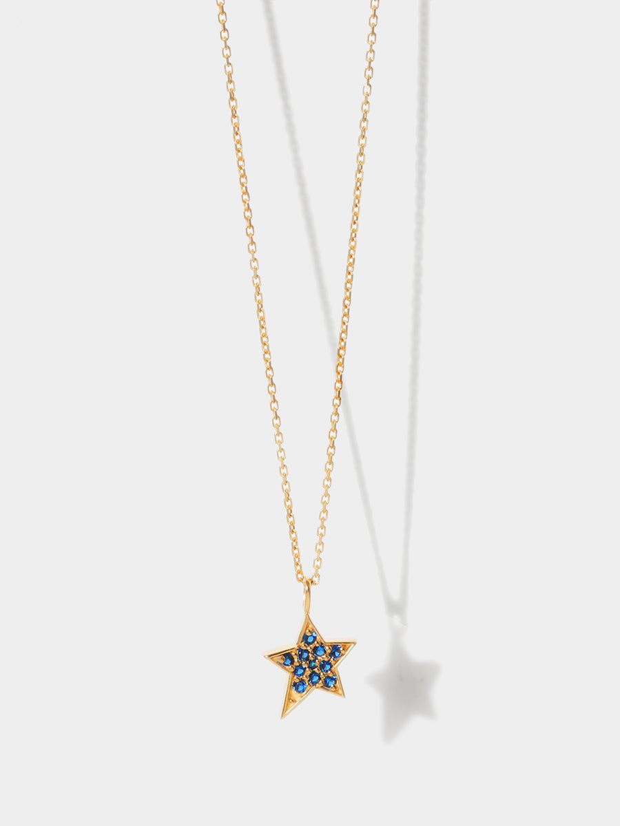 Gold Blue Quartz Star Charm Necklace