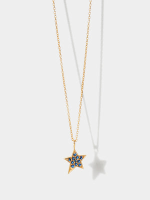 Gold Blue Quartz Star Charm Necklace