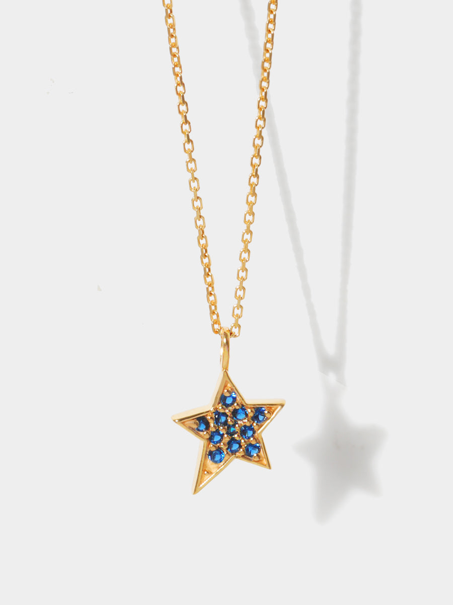 Gold Blue Quartz Star Charm Necklace