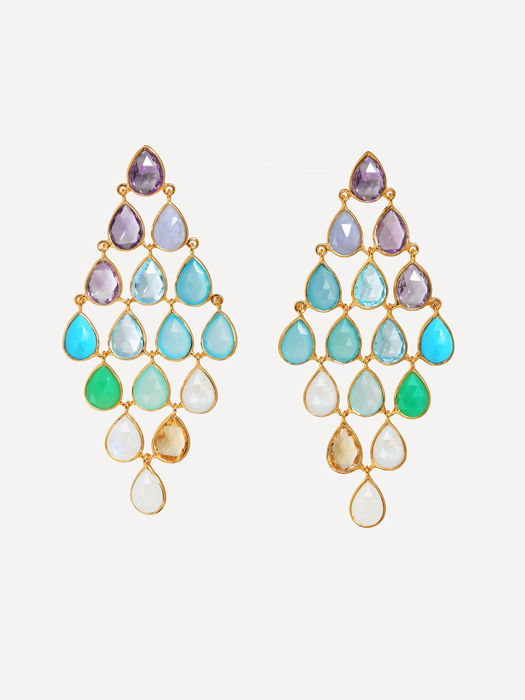 Island Light Gold Gemstone  Cascade Earrings