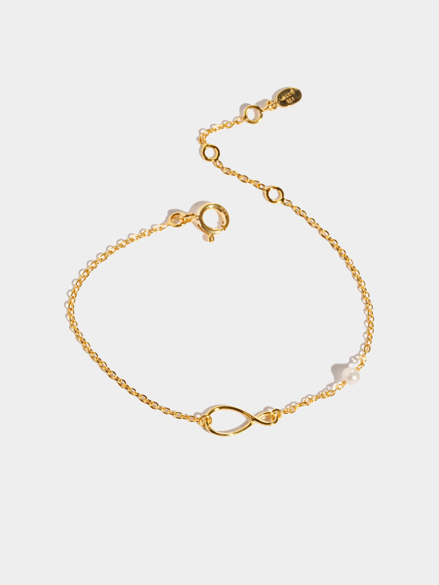 18k Gold Vermeil Infinity Pearl Bracelet