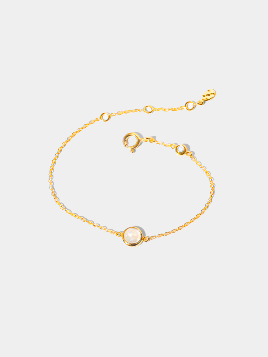 October 18k Gold Vermeil Birthstone Gemstone Bracelet Moonstone