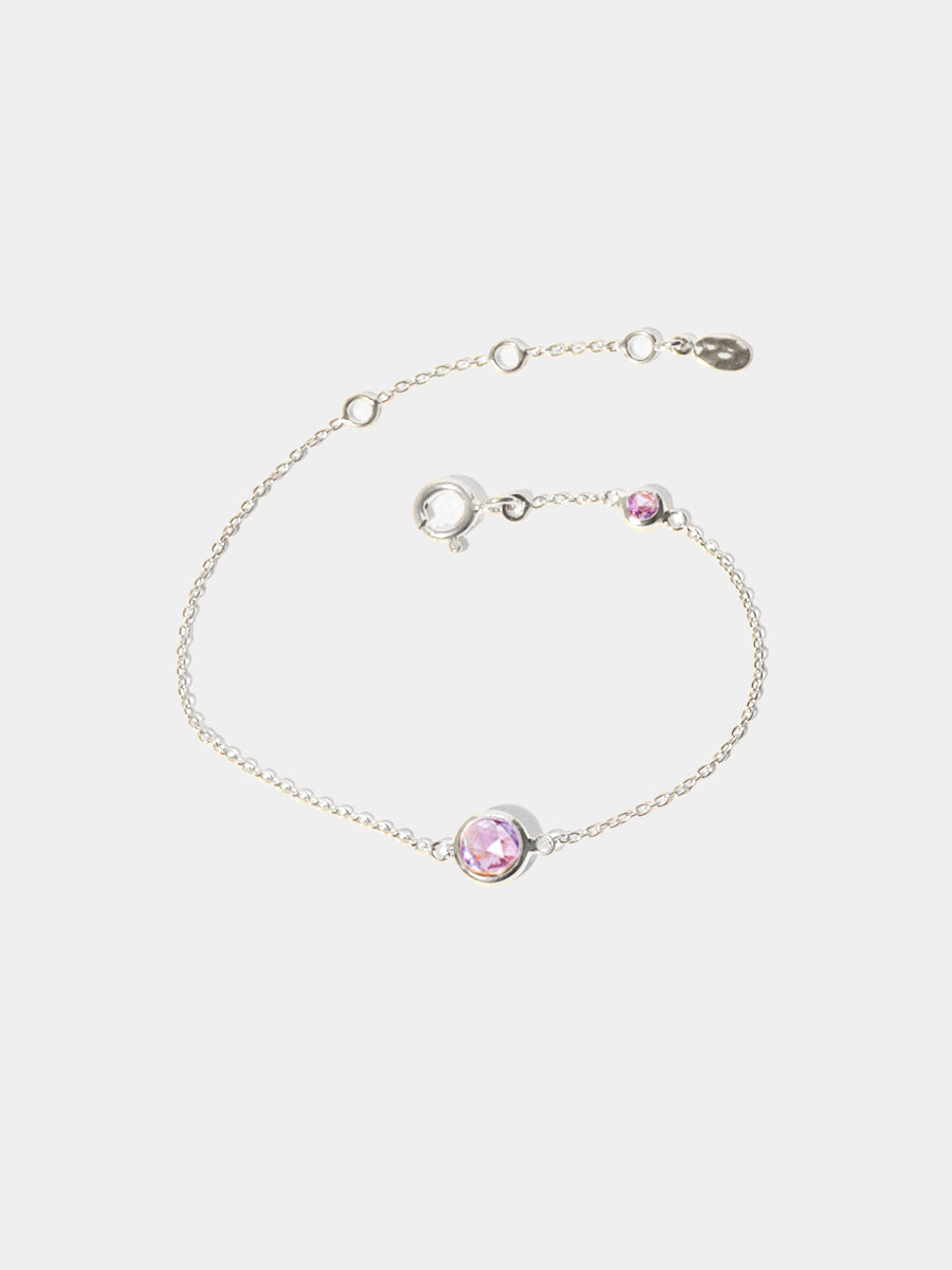 February Sterling Silver Birthstone Gemstone Bracelet Amethyst