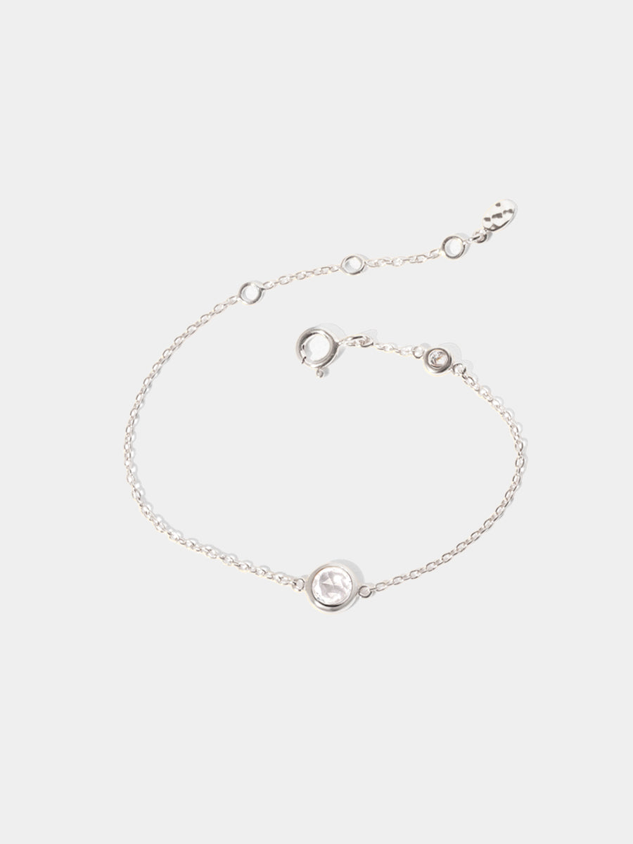 April Sterling Silver Birthstone Gemstone Bracelet Crystal