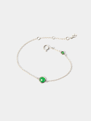May Sterling Silver Birthstone Gemstone Bracelet Emerald Quartz