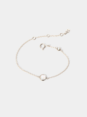 October Sterling Silver Birthstone Gemstone Bracelet Moonstone
