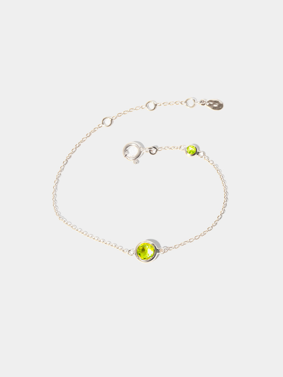 August Sterling Silver Birthstone Gemstone Bracelet Peridot
