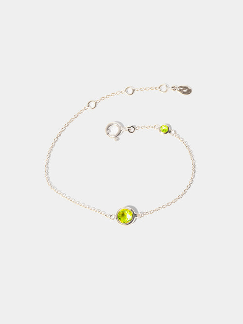 August Sterling Silver Birthstone Gemstone Bracelet Peridot