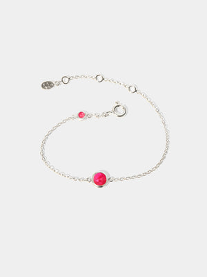 July Sterling Silver Birthstone Gemstone Bracelet Ruby Quartz