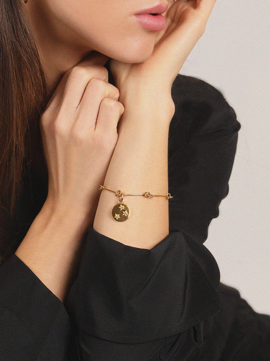 August Peridot Three Star Gemstone Birthstone Pendant