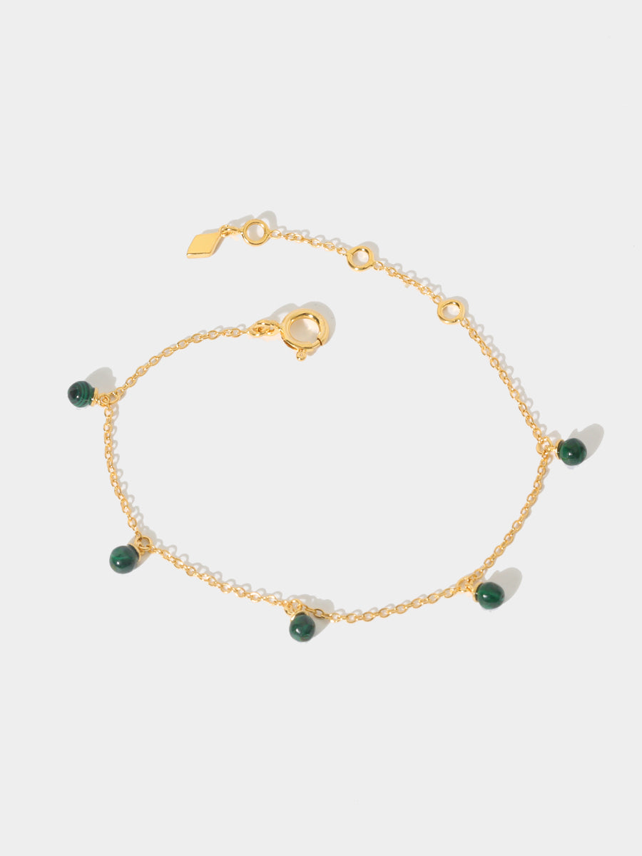 Gold Malachite Orb Charm Bracelet