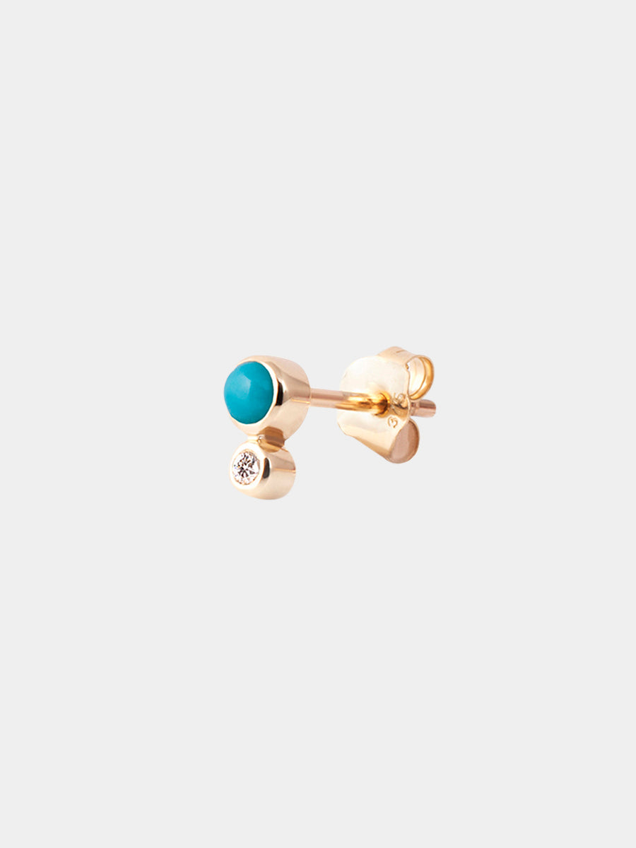 9K Gold Turquoise & Diamond Stud Earrings