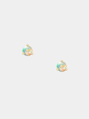 9K Gold Tiny Opal Stud Earrings