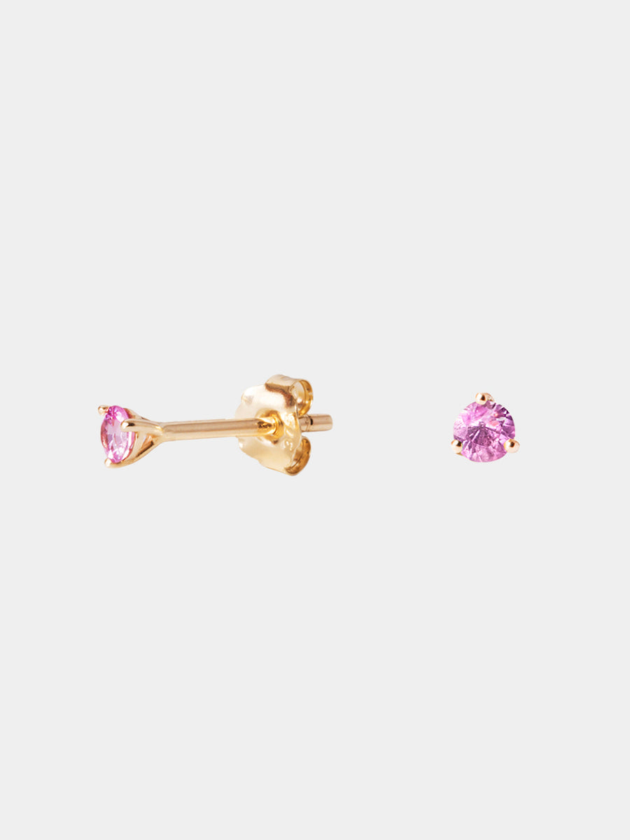 9K Gold Tiny Pink Sapphire Stud Earrings
