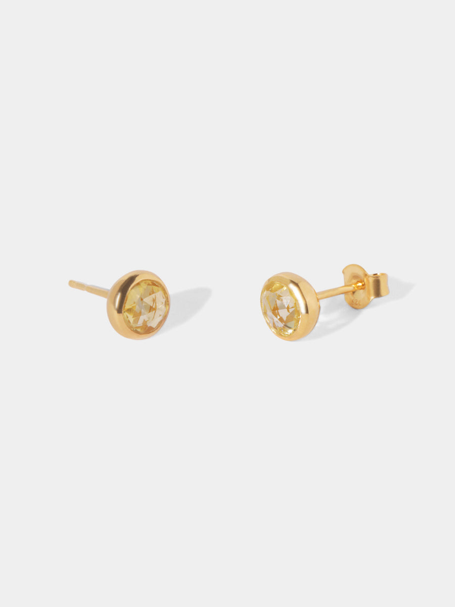 November 18k Gold Vermeil Birthstone Gemstone Stud Earrings Citrine