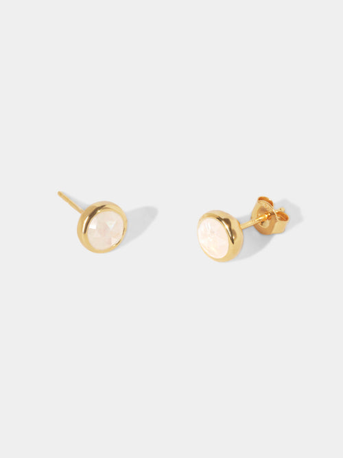 October 18k Gold Vermeil Birthstone Gemstone Stud Earrings Moonstone