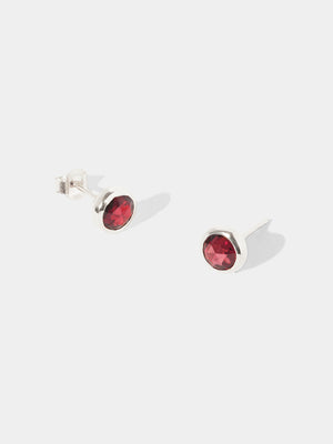 Sterling Silver Birthstone Gemstone Stud Earrings