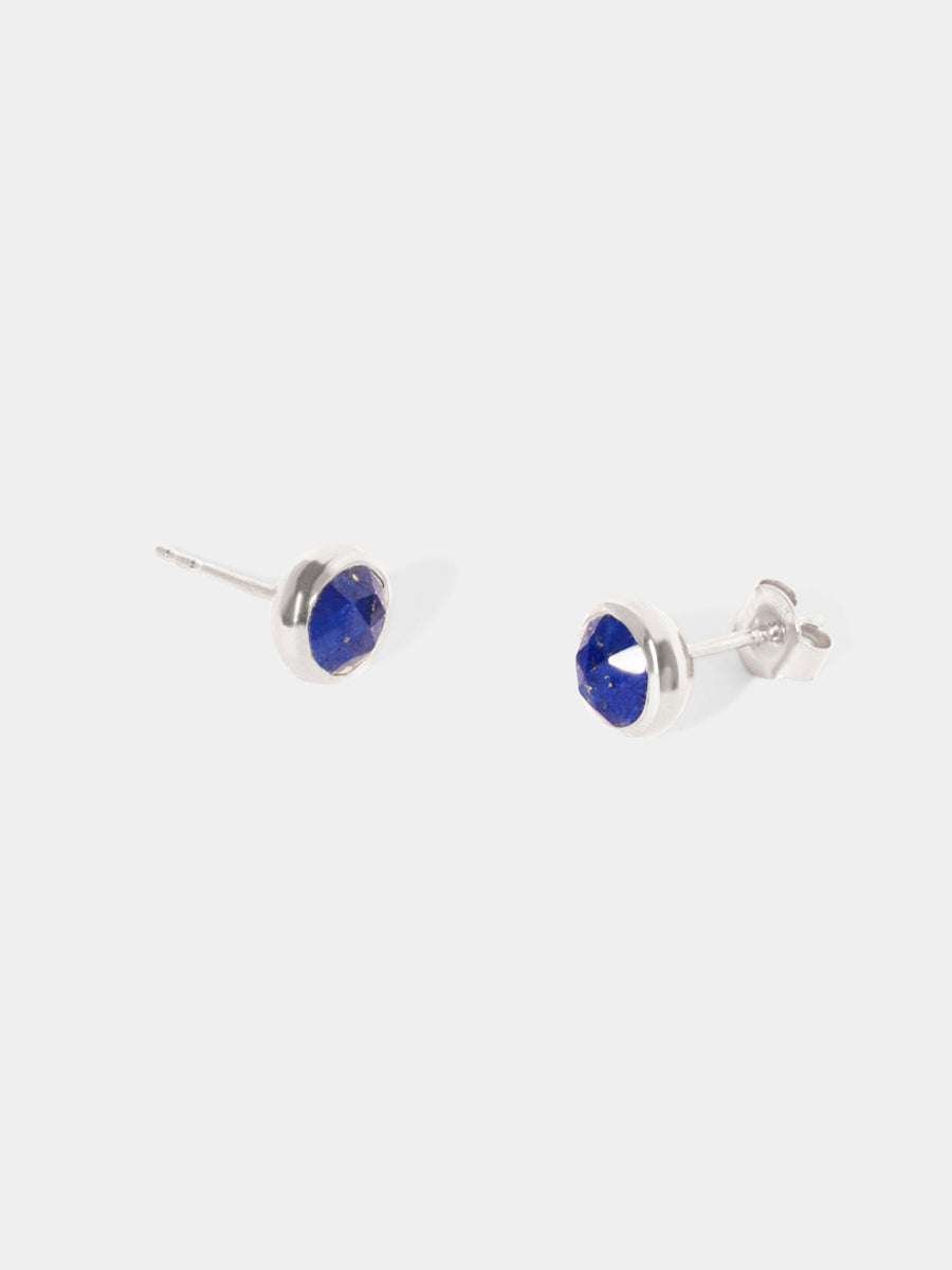 September Sterling Silver Birthstone Gemstone Stud Earrings Lapis Lazuli