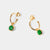 May 18k Gold Vermeil Birthstone Gemstone Hoop Earrings Emerald Quartz