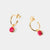 July 18k Gold Vermeil Birthstone Gemstone Hoop Earrings Ruby Quartz