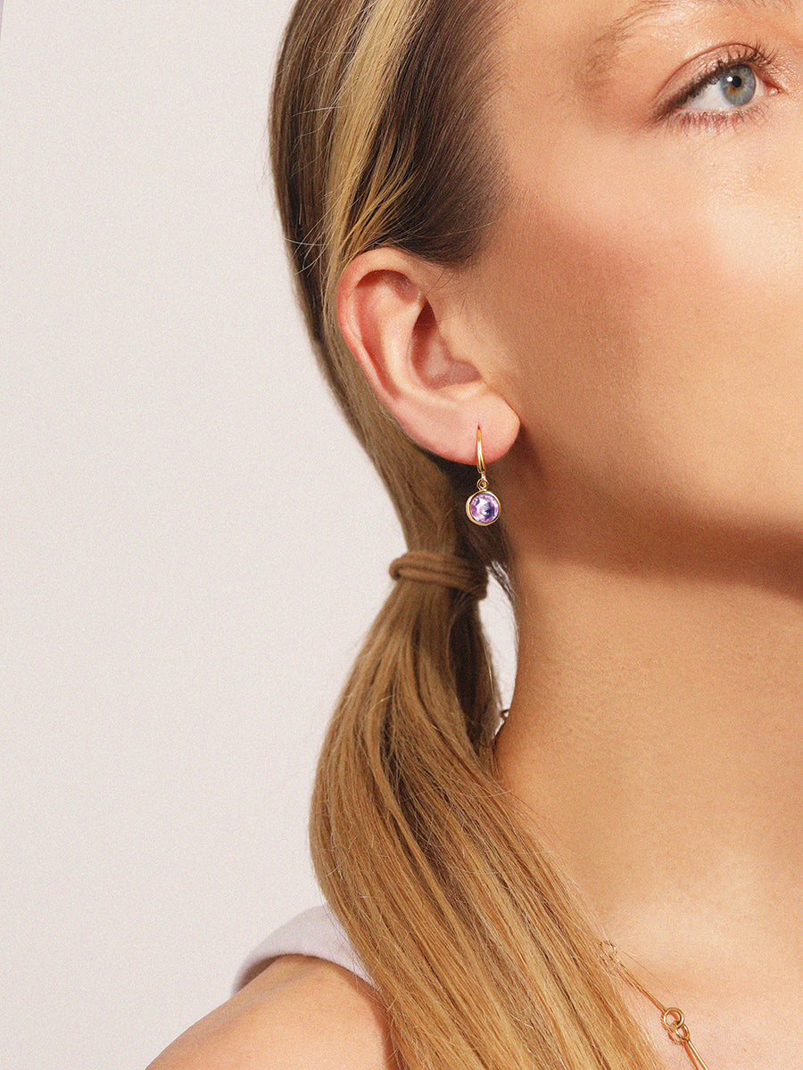 18k Gold Vermeil Birthstone Gemstone Hook Earrings