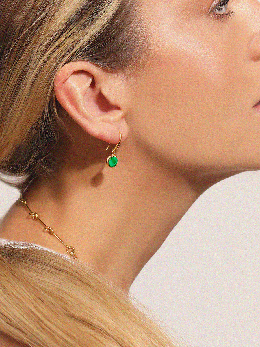 18k Gold Vermeil Birthstone Gemstone Hook Earrings