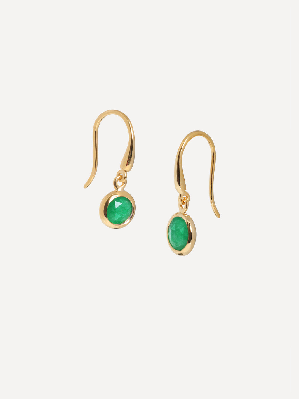 Orecchini a gancio con pietra preziosa portafortuna in vermeil oro 18k di maggio, quarzo smeraldo