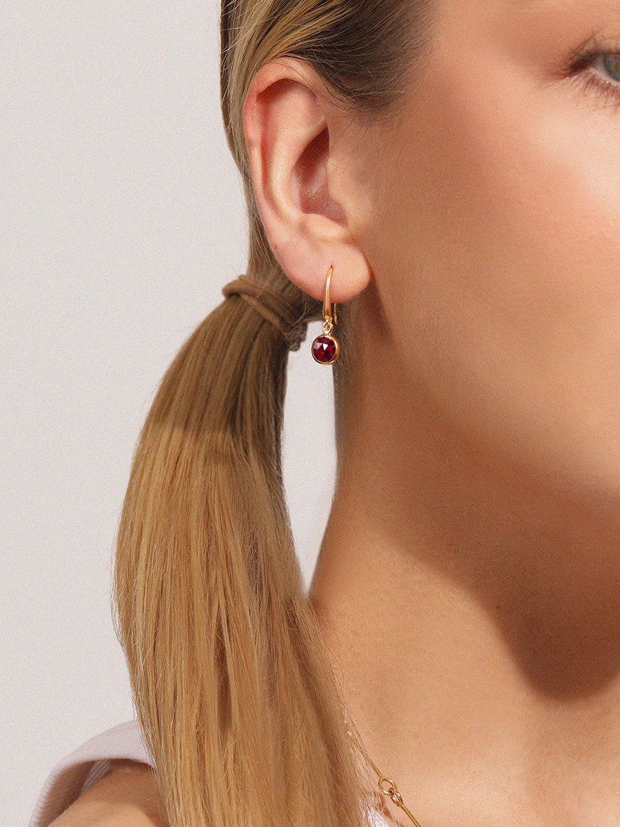 18k Gold Vermeil Birthstone Gemstone Hook Earrings