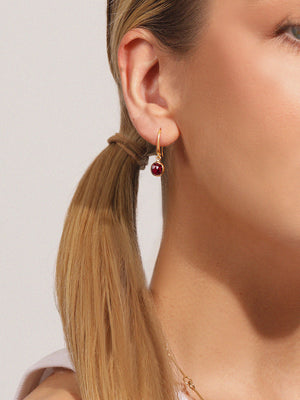 18k Gold Vermeil Birthstone Gemstone Hook Earrings