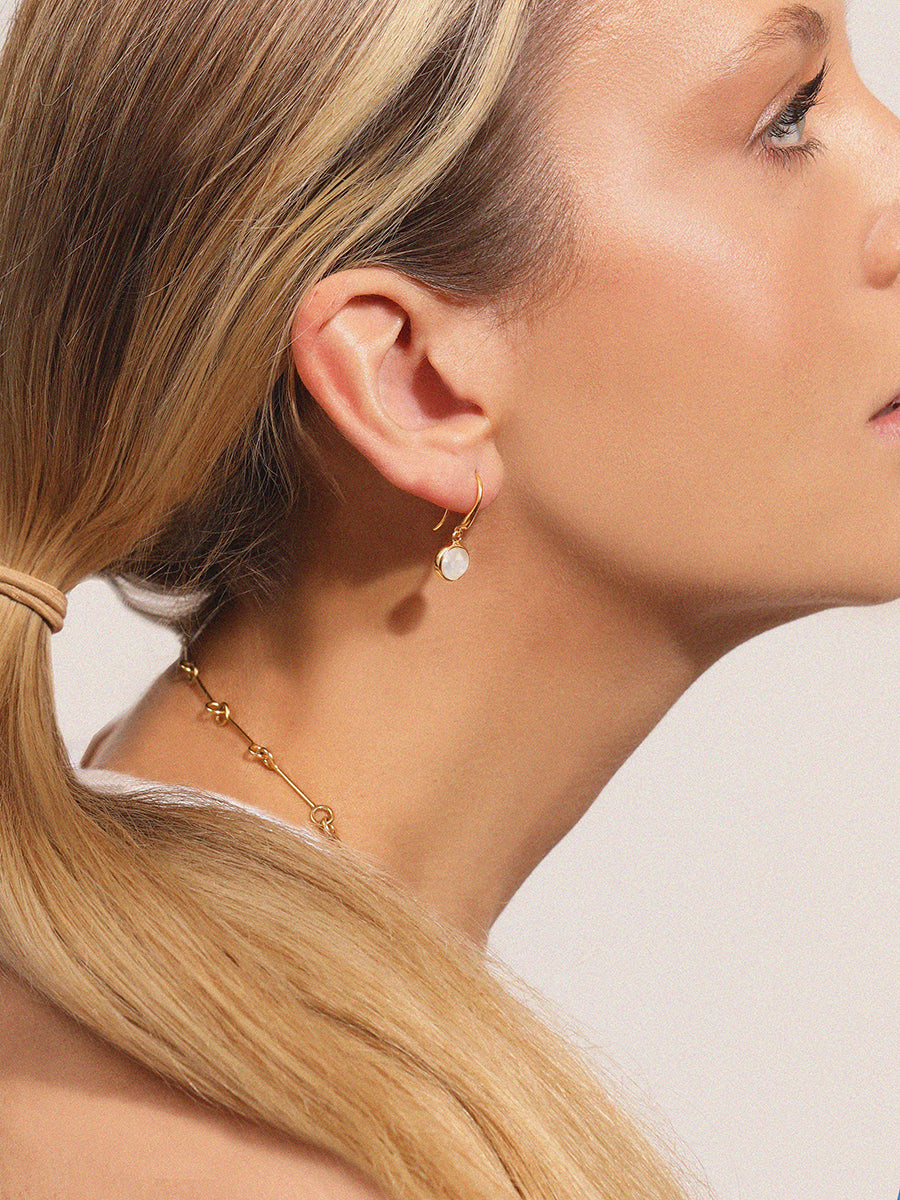18k Gold Vermeil Birthstone Gemstone Hook Earrings