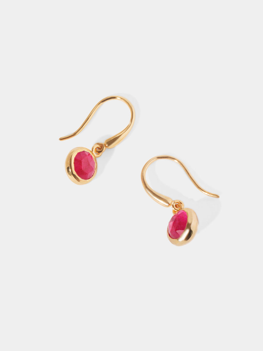 18k Gold Vermeil Birthstone Gemstone Hook Earrings