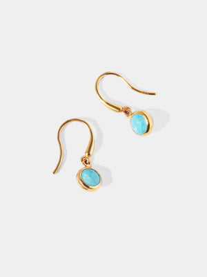 December 18k Gold Vermeil Birthstone Gemstone Drop Earrings Turquoise