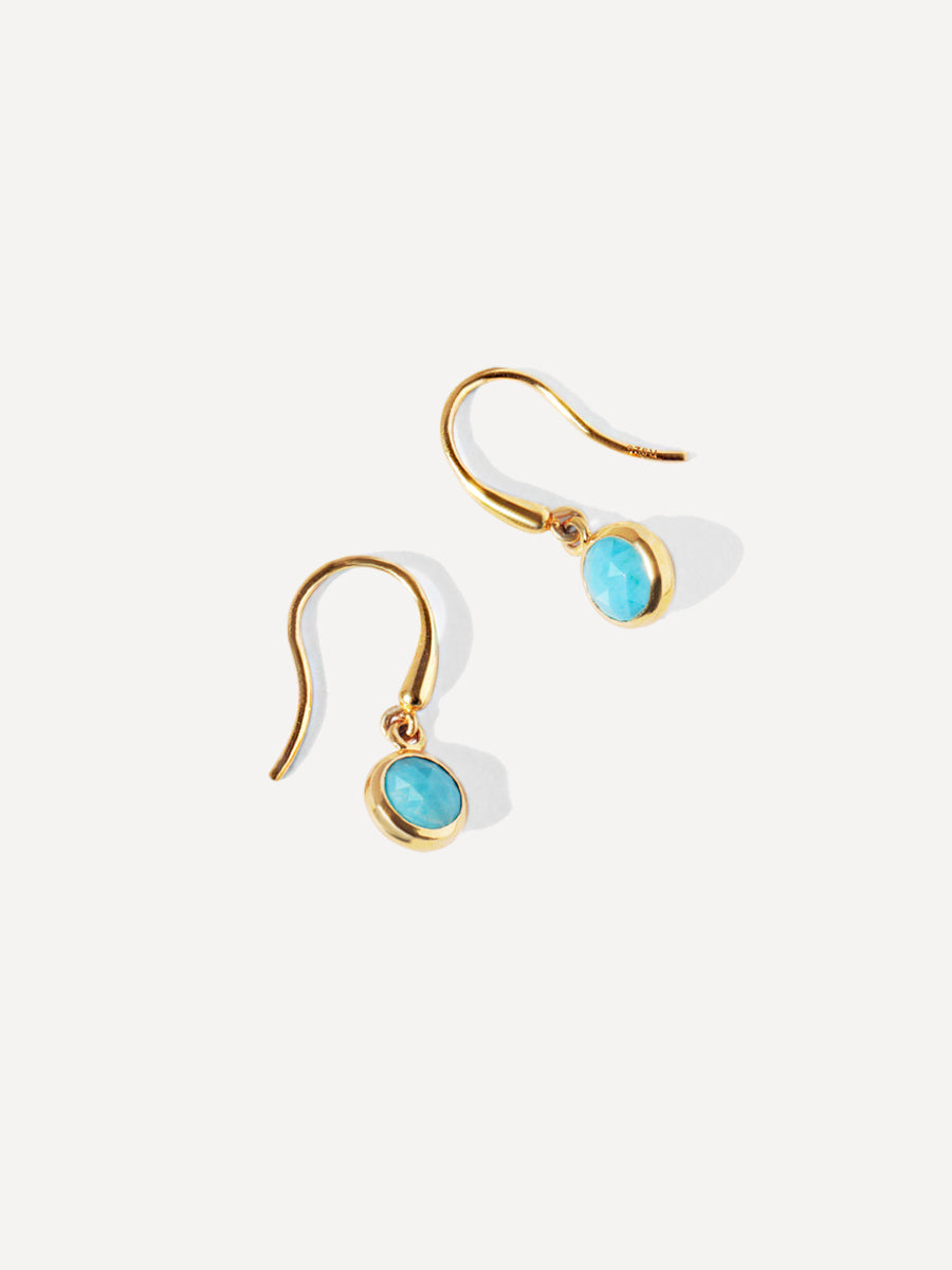 Orecchini pendenti con pietra preziosa portafortuna in oro vermeil 18k di dicembre e turchese