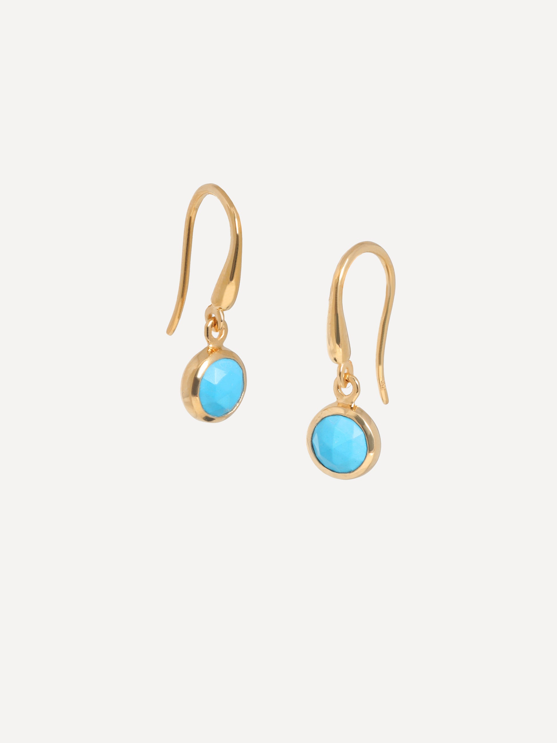 Orecchini pendenti con pietra preziosa portafortuna in oro vermeil 18k di dicembre e turchese