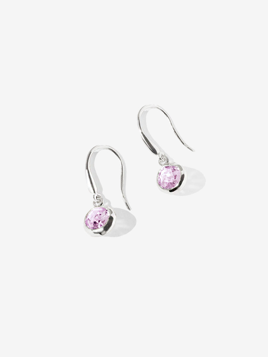 February Silver Birthstone Drop Earrings Amethyst
