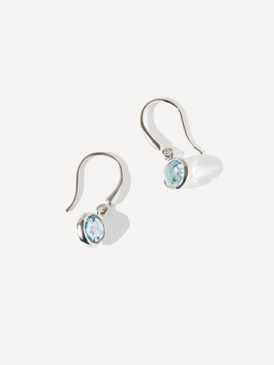 Silver Birthstone Gemstone Drop Earrings