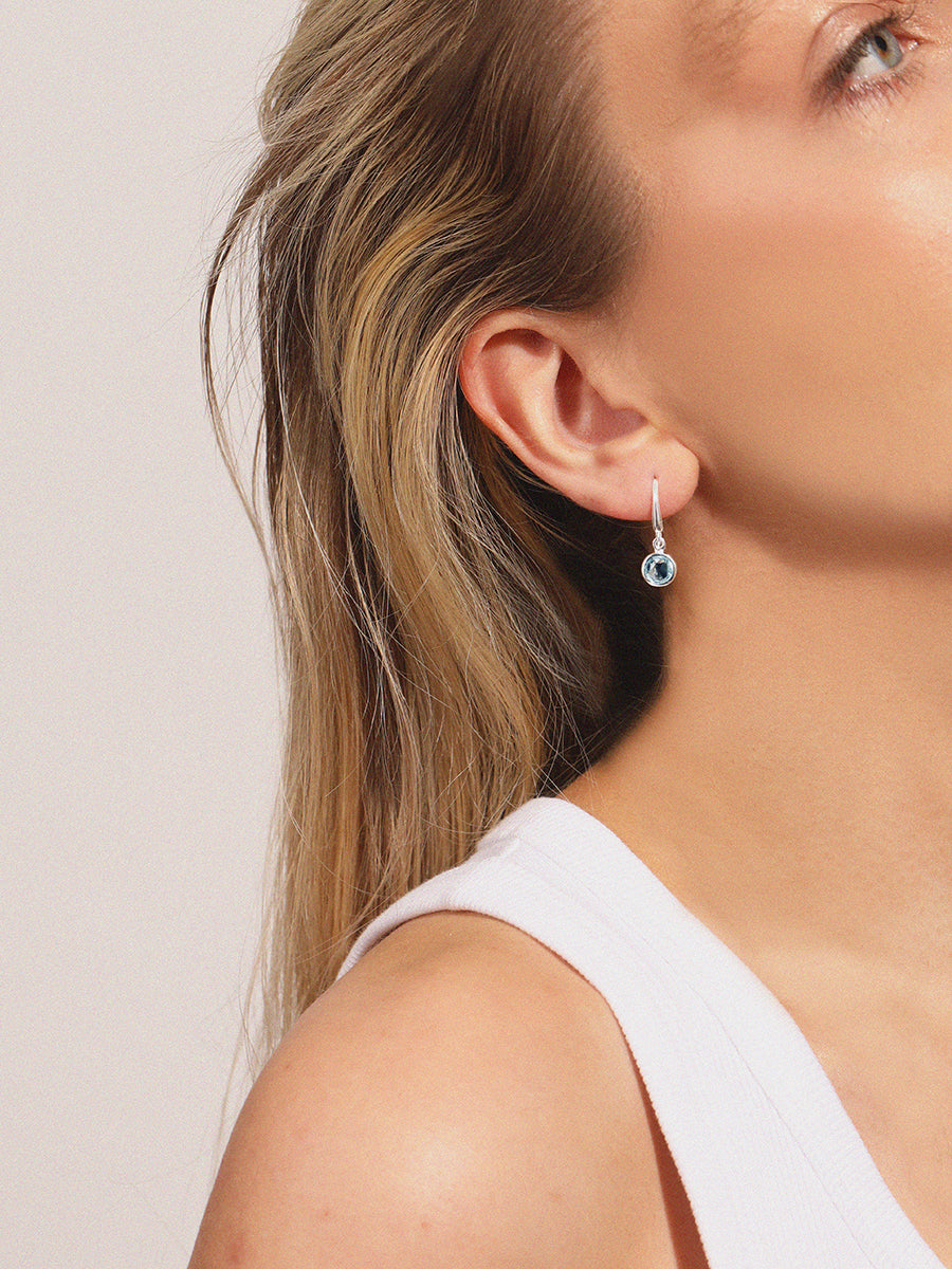 Sterling Silver Birthstone Gemstone Hook Earrings