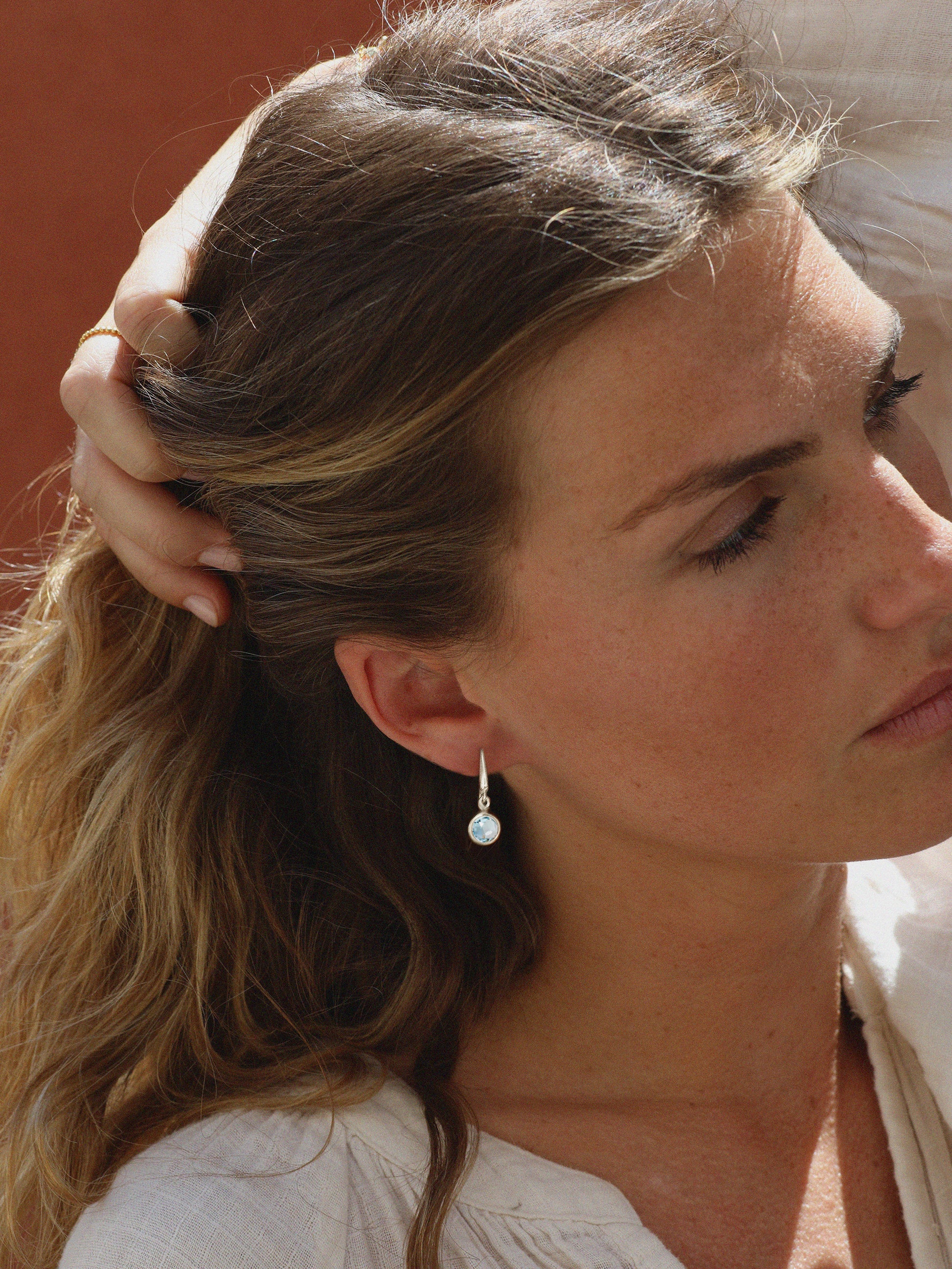 Silver Birthstone Gemstone Drop Earrings